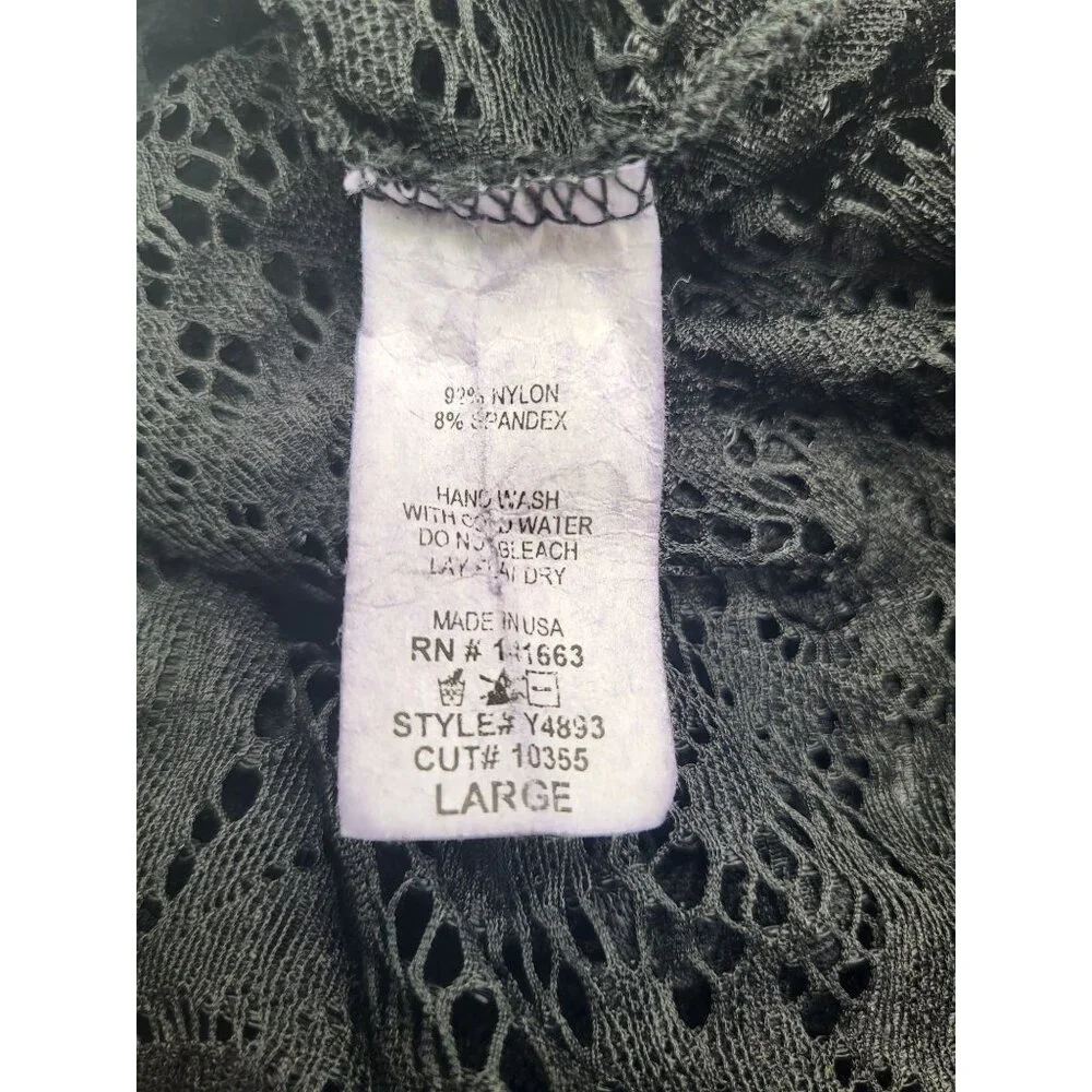 VTG Women's LG Whimsigoth Full Lace Long Sleeve Top Blouse See through y2k black - Picture 10 of 10